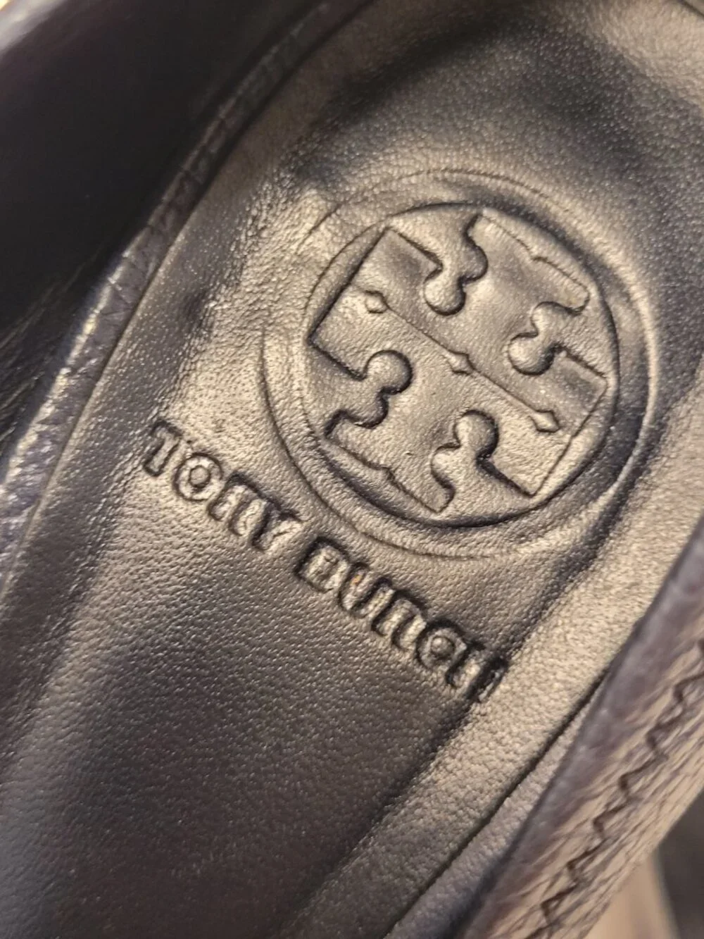 Tory Burch Sally 2 Peep Toe Pebbled Leather Wedge